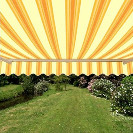 TEPEE SUPPLIES Retractable Motorized 16 x 10 Feet Home Patio Canopy Awning Sunshade Multi Stripe Yellow TE2752262